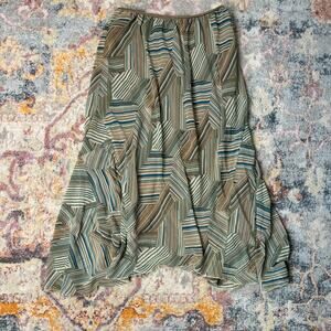 Vintage Y2K blue and brown funky striped maxi skirt